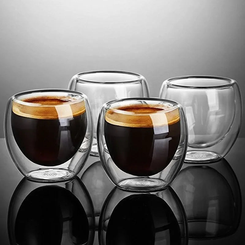1 stücke hitze beständige doppelwandige Glass chale Bier Espresso Kaffeetasse Set handgemachte Bierkrug Tee Glas Whisky Glas Tassen Trink geschirr