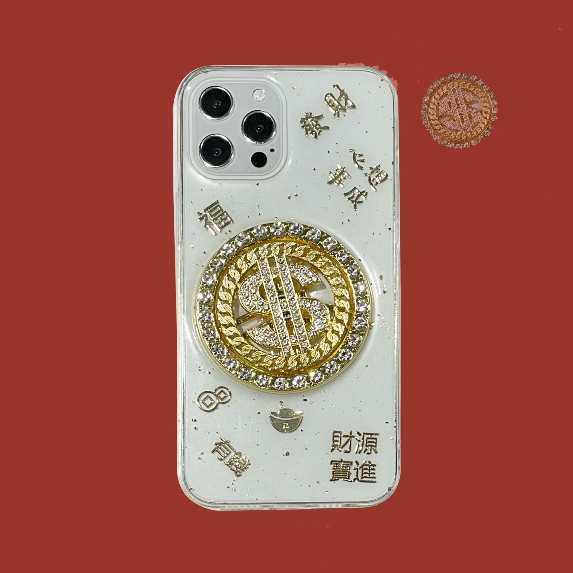 3D Diamant Dollar Drehteller Telefon Fall Luxus Designer