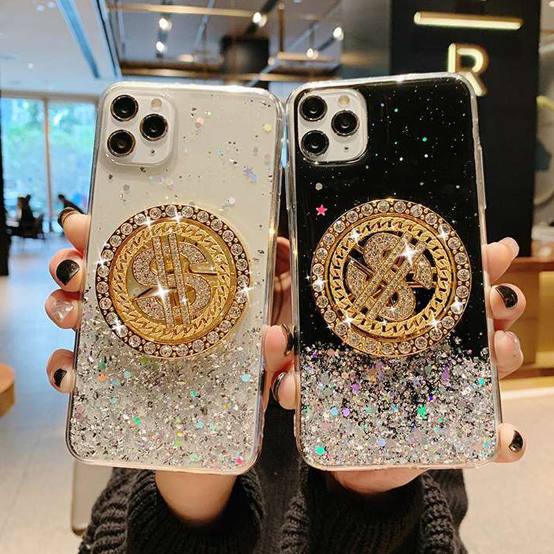 3D Diamant Dollar Drehteller Telefon Fall Luxus Designer