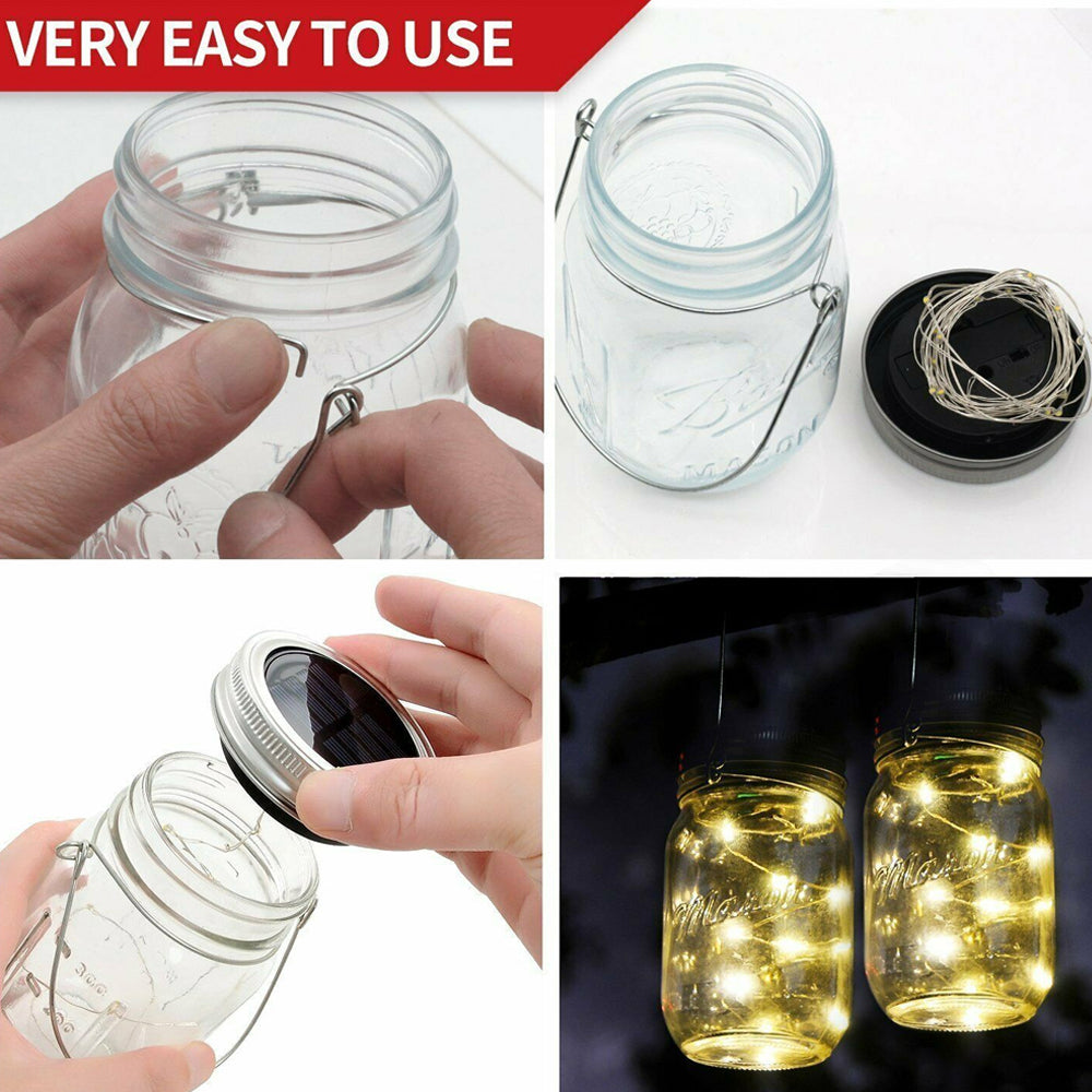 Solar Powered Mason Jar LED Decorative Fairy Lights Set_12