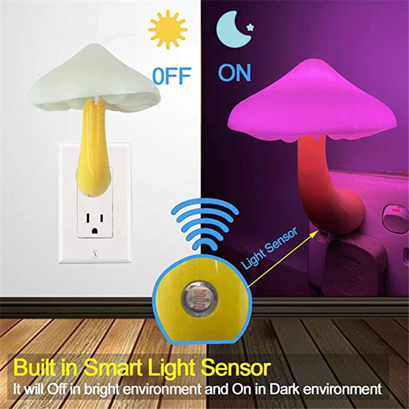 LED Nachtlicht Pilz Steckdose Lampe EU Us-stecker Warmweiß Licht-control Sensor Schlafzimmer Licht Hause Dekoration