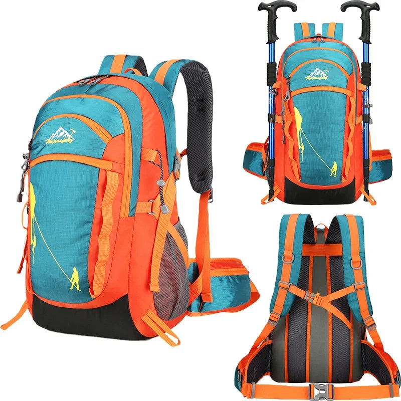 Outdoor-Sport Kurzstrecken-Rucksack Bergsteigen Reisetasche Camping Reise Rucksack Klettern Wandern Trink rucksack Wasserdicht Hohe Kapazität Zerbrechlich Multifunktional Alpenstock-Fixierung Überlebenswirrel