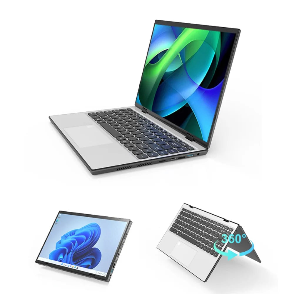 King Laptops 360 ° Flip Fold 2-in-1 Intel N95 Windows 11 HD 14-Zoll 2,2 k Touchscreen 16GB RAM 1TB SSD-Pad und Notebooks