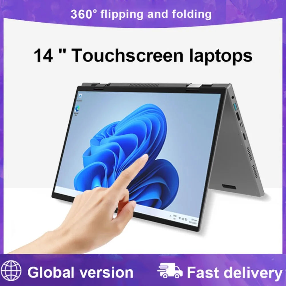 King Laptops 360 ° Flip Fold 2-in-1 Intel N95 Windows 11 HD 14-Zoll 2,2 k Touchscreen 16GB RAM 1TB SSD-Pad und Notebooks